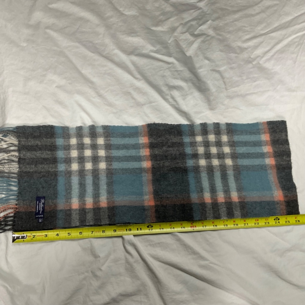 100% Lambswool Tartan Scarf Ballantrae Edinburgh Blue and Grey - Picture 6 of 8